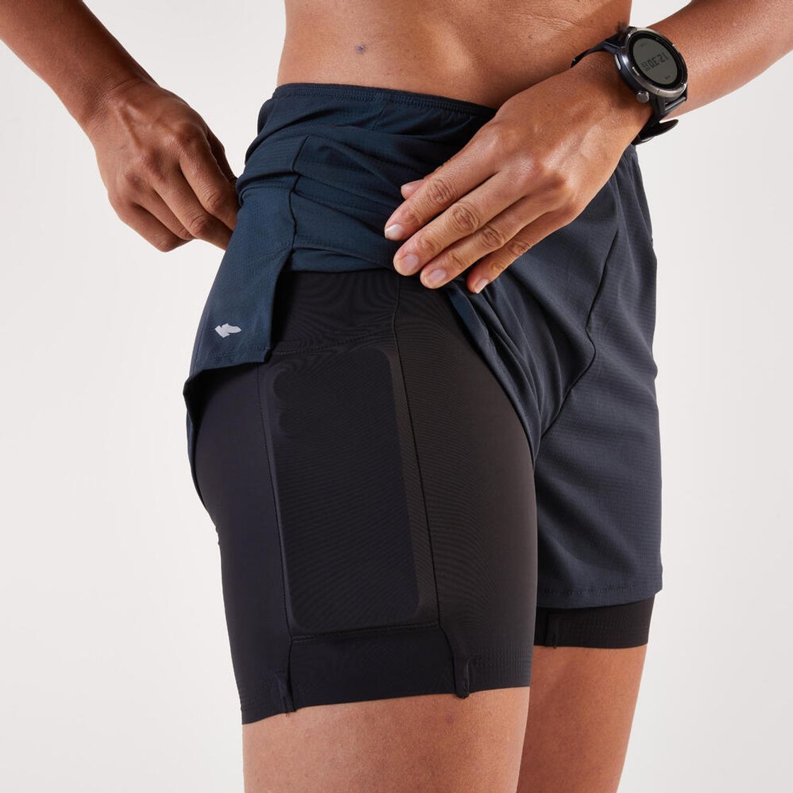 데카트론 여성 3인치 러닝 투인원 쇼츠 런 500 스모크 블랙(DECATHLON Women's 3" Running 2-in-1 Shorts Run 500 Smoke Black) - 7