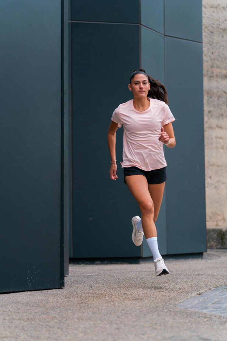 데카트론 여성 러닝 반팔 티 런 드라이 500 플루오 페일 핑크(DECATHLON Women's Running Short-Sleeved T-Shirt Run Dry 500 Fluorescent Pale Pink) - 7