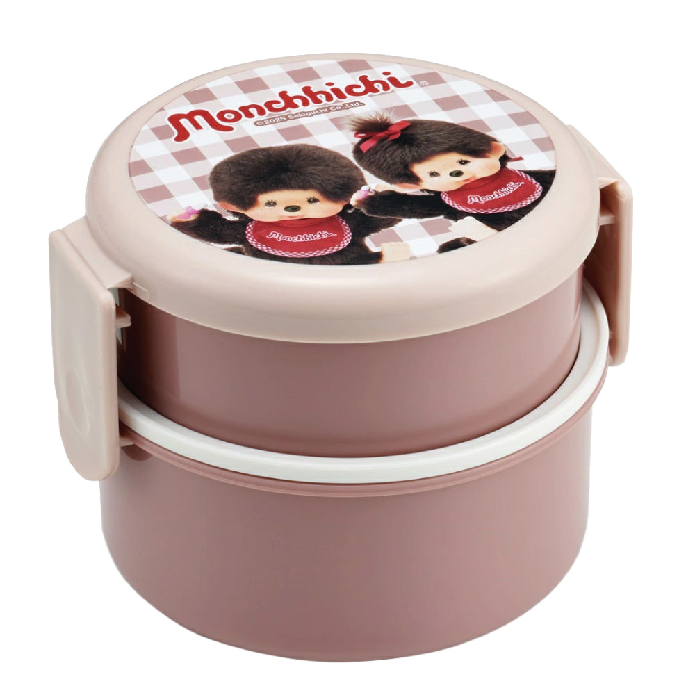 몬치치 스케이터 몬치치 원형 2단 도시락 포크포함(Monchhichi Skater Monchhichi Round Lunch Box) - 3
