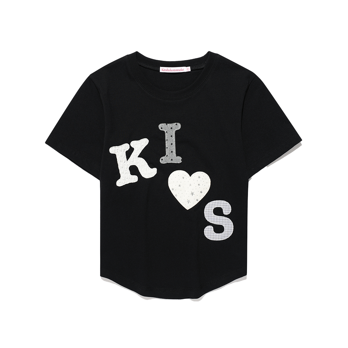 KIB6MFT504BBK Kims Fresh Cotton Market Messy Kiss Logo App Tee Black