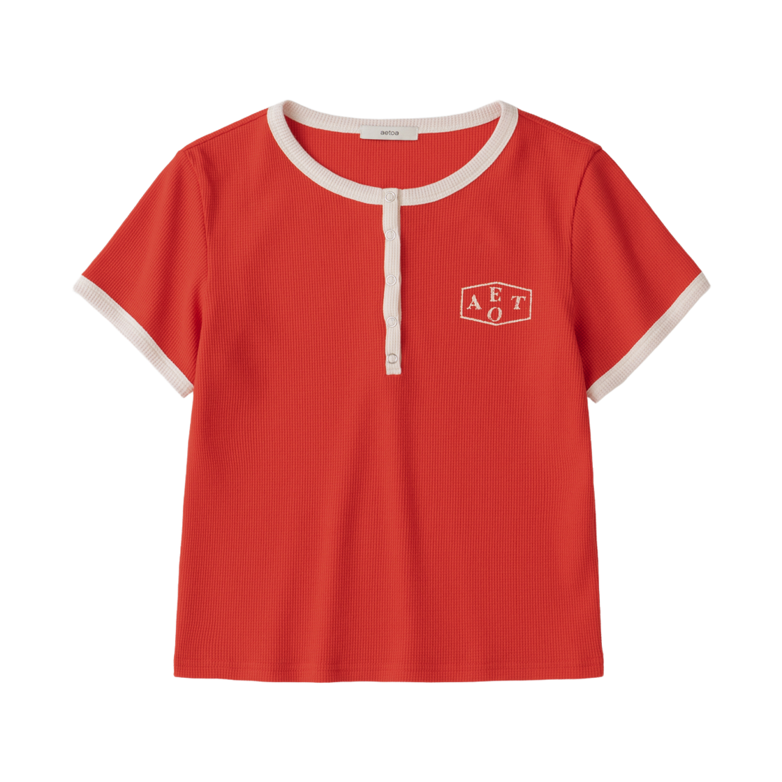 에토아 와플 링거 티셔츠 레드(aetoa Waffle Ringer T-Shirt Red)