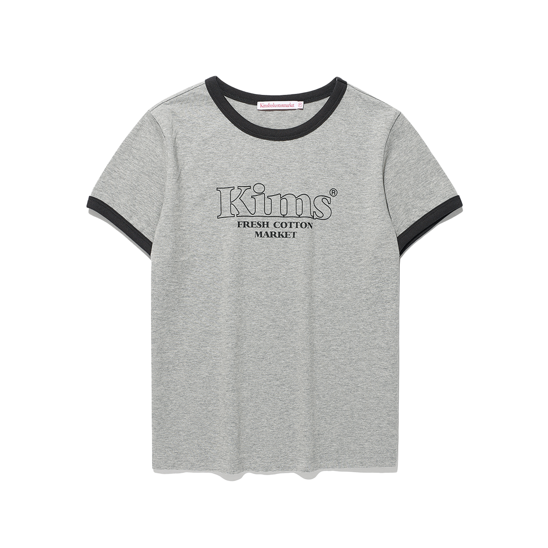 KIB6MFT508AGR Kims Fresh Cotton Market Kims Bam Line Ringer Tee Grey