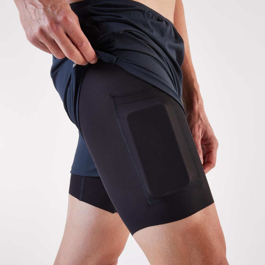 데카트론 남성 5인치 러닝 투인원 쇼츠 런 500 스모크 블랙(DECATHLON Kiprun Men's Running 2in1 Shorts Run 500 Smoke Black) - 6