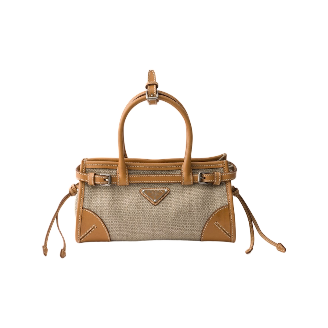 프라다 보니 스몰 리넨 앤 레더 핸드백 로프 내츄럴(Prada Bonnie Small Linen and Leather Handbag Rope Natural)