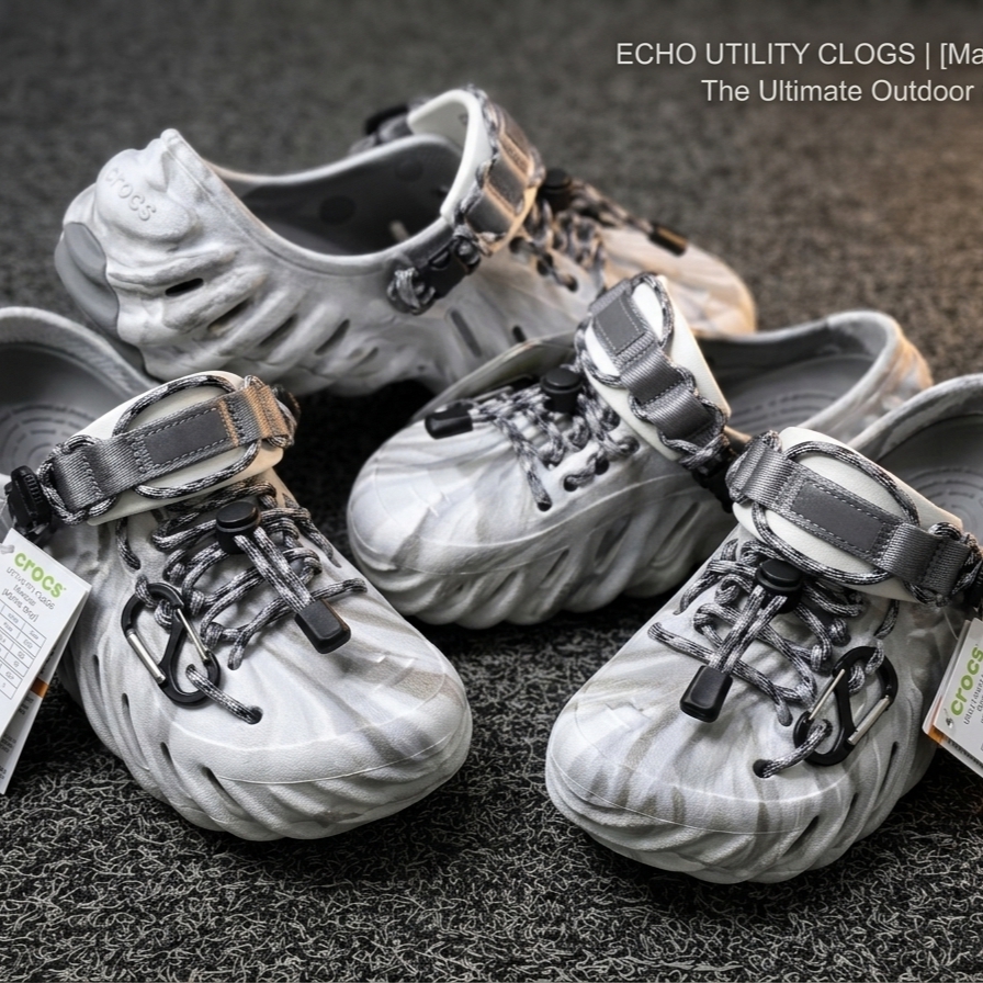 Crocs Echo Marbled Clog Moonlight Multi 착용 스타일 - 1