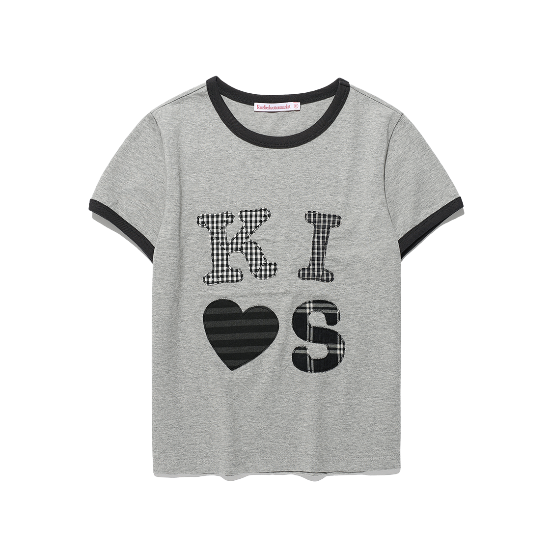 KIB6MFT510CGR Kims Fresh Cotton Market Kiss Mar App Logo Tee Grey