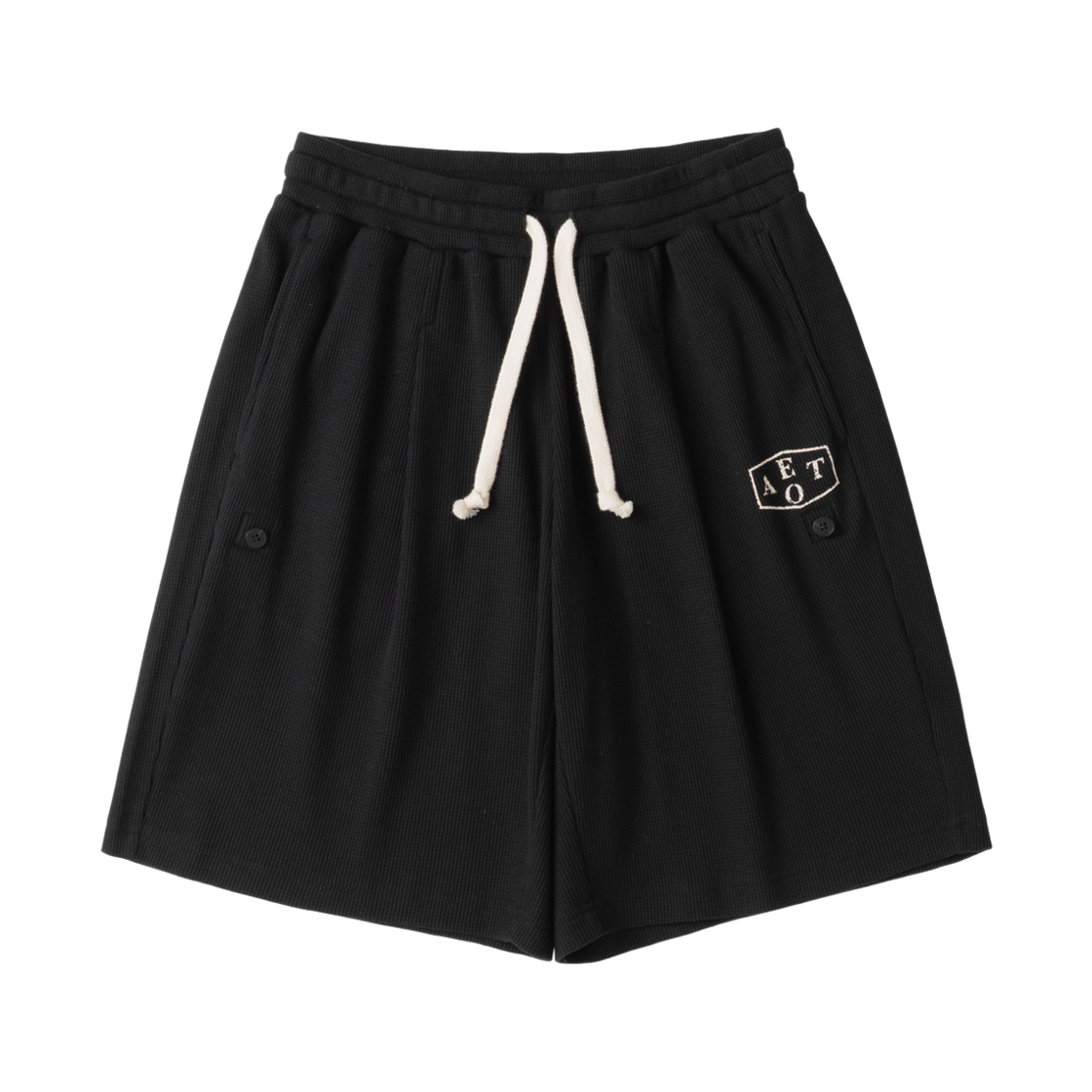 에토아 와플 롤업 쇼츠 블랙(aetoa Waffle Roll-Up Shorts Black)