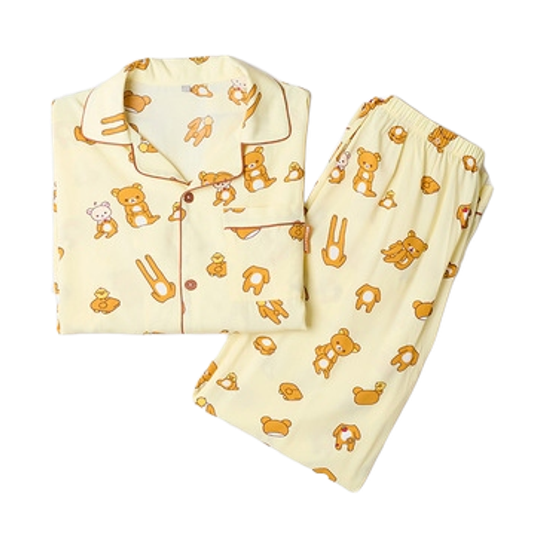 스파오 x 리락쿠마 쿠마들의 자유시간 롱슬리브 파자마 옐로우(Spao x Rilakkuma Kuma’s Free Time Long Sleeve Pajama Yellow) - 1