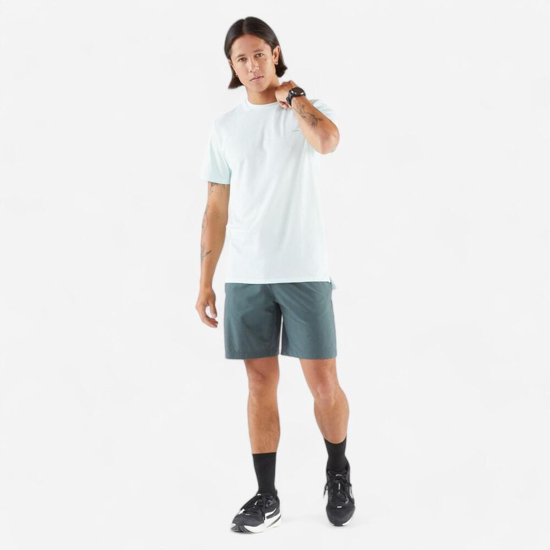 데카트론 남성 8인치 러닝 경량 쇼츠 런 드라이 플러스 500 스모크 그린(DECATHLON Men's 8" Running Lightweight Shorts Run Dry Plus 500 Smoke Green) - 3