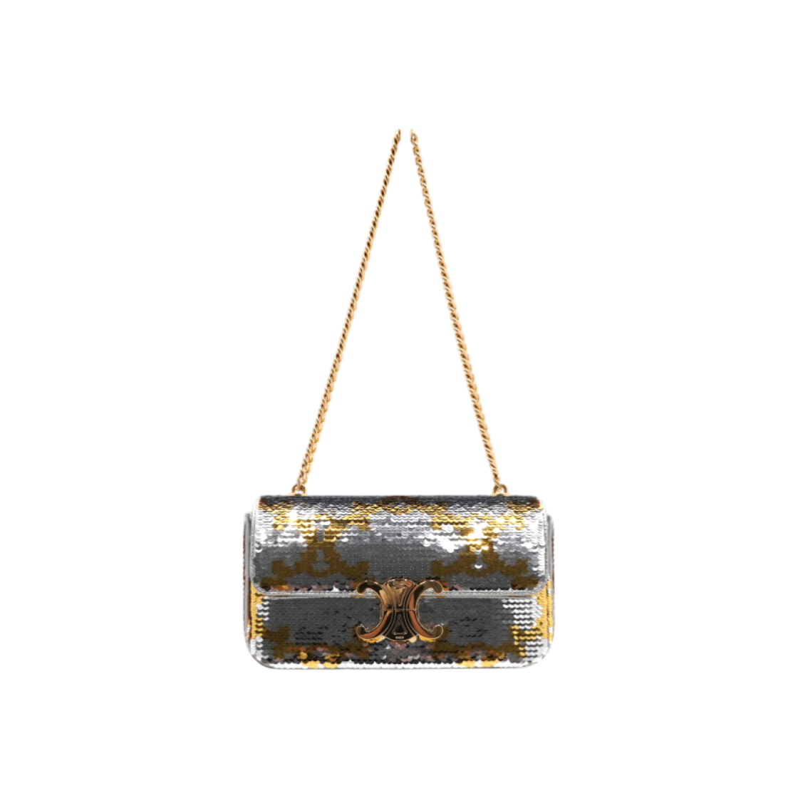 셀린느 197993EZ3 실버 골드 시퀸 클로드 금장체인 숄더백aa62293(Celine 197993EZ3 Silver & Gold Sequin Chain Shoulder Bag) - 1
