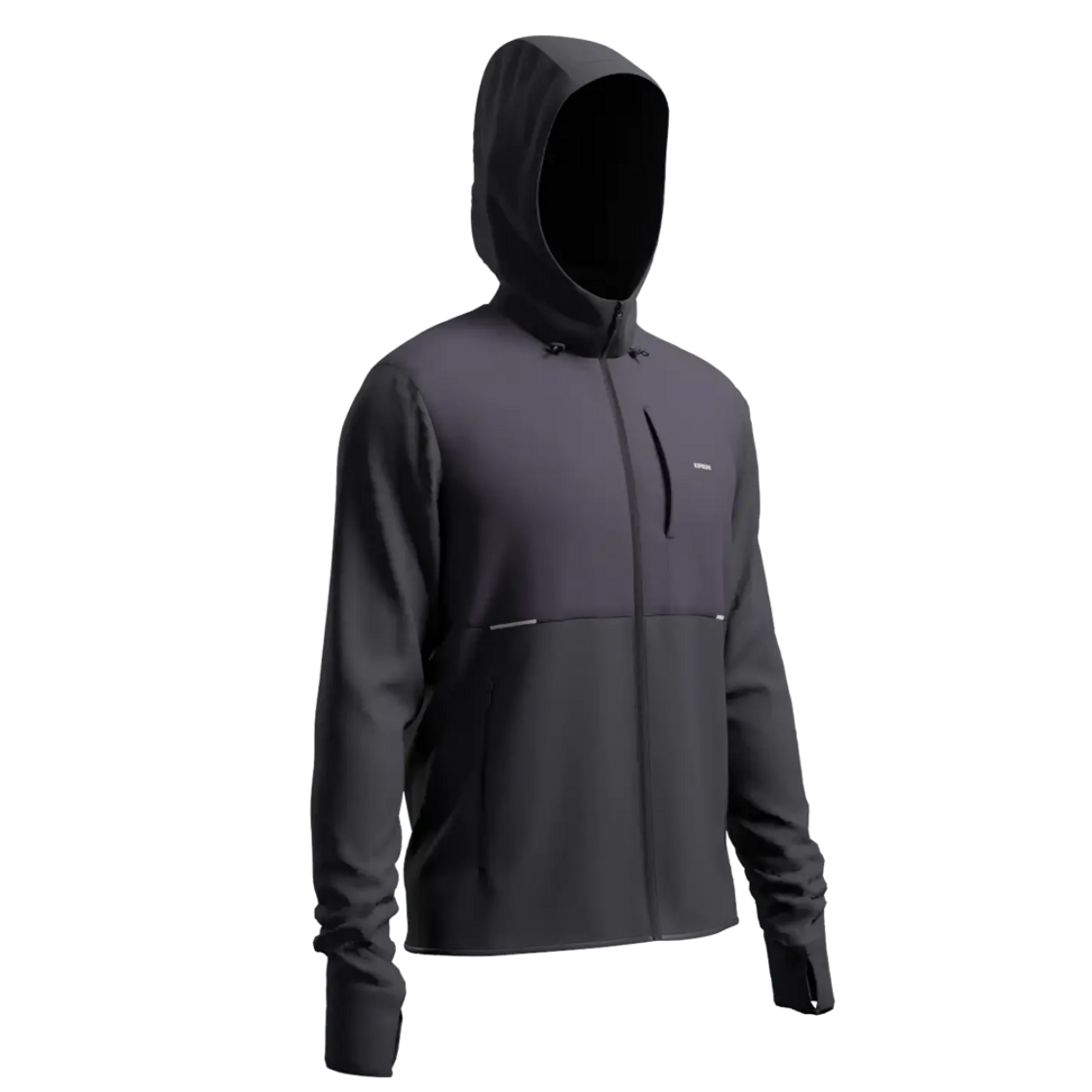 8911514 DECATHLON Men's Running Jacket Run Warm 100 Smoke Black