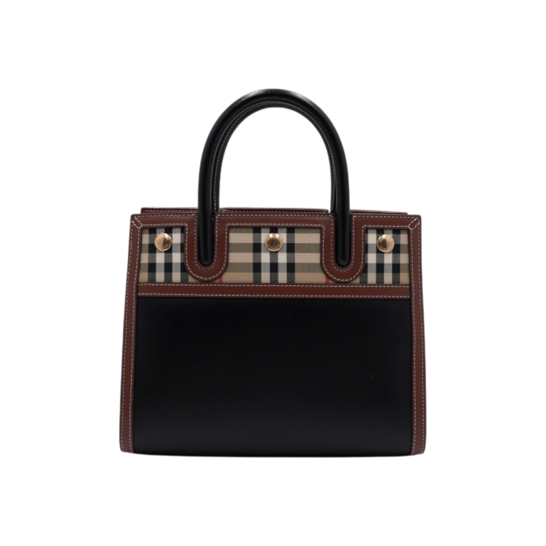 버버리 8025266 블랙 빈티지 체크 미니 타이틀백 토트백 및 숄더백aa62807(Burberry Vintage Check Mini Title Bag Black) - 1