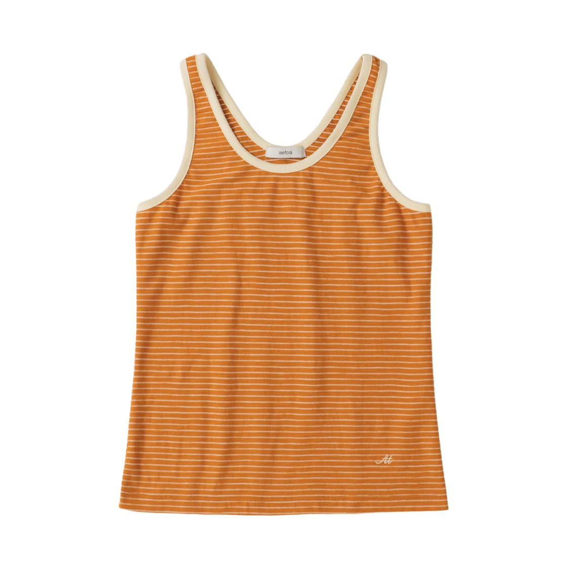 에토아 스트라이프 슬리브리스 탑 오렌지(aetoa Striped Sleeveless Top Orange)