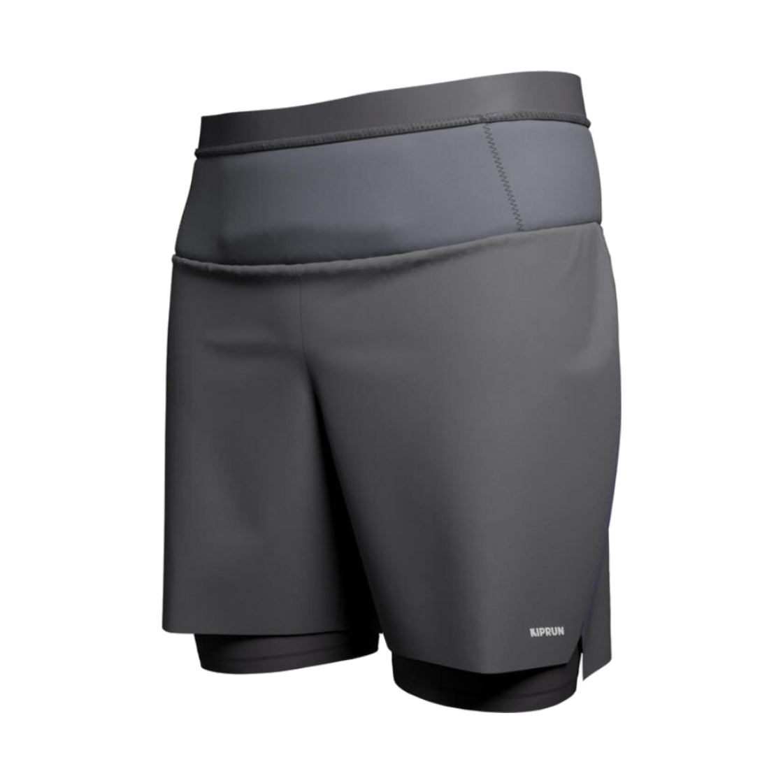 8912045 DECATHLON Men's 9" Trail Running 2-in-1 Shorts Run Ultra 900 Smoke Black