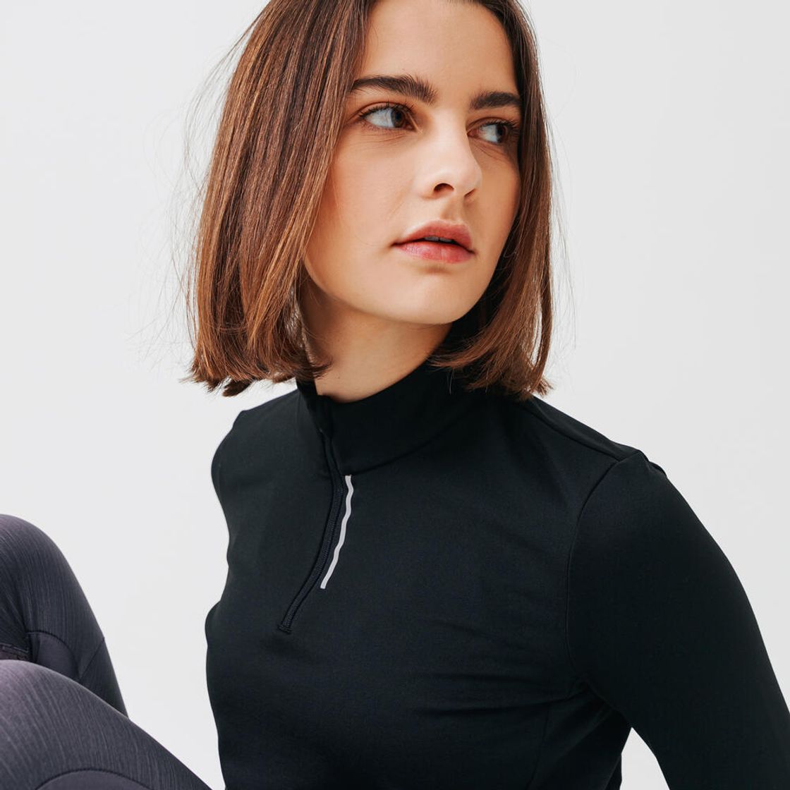데카트론 여성 하프집 러닝 긴팔 티 런 웜 100 스모크 블랙(DECATHLON Women's Half-Zip Running Long-Sleeved T-Shirt Run Warm 100 Smoked Black) - 6