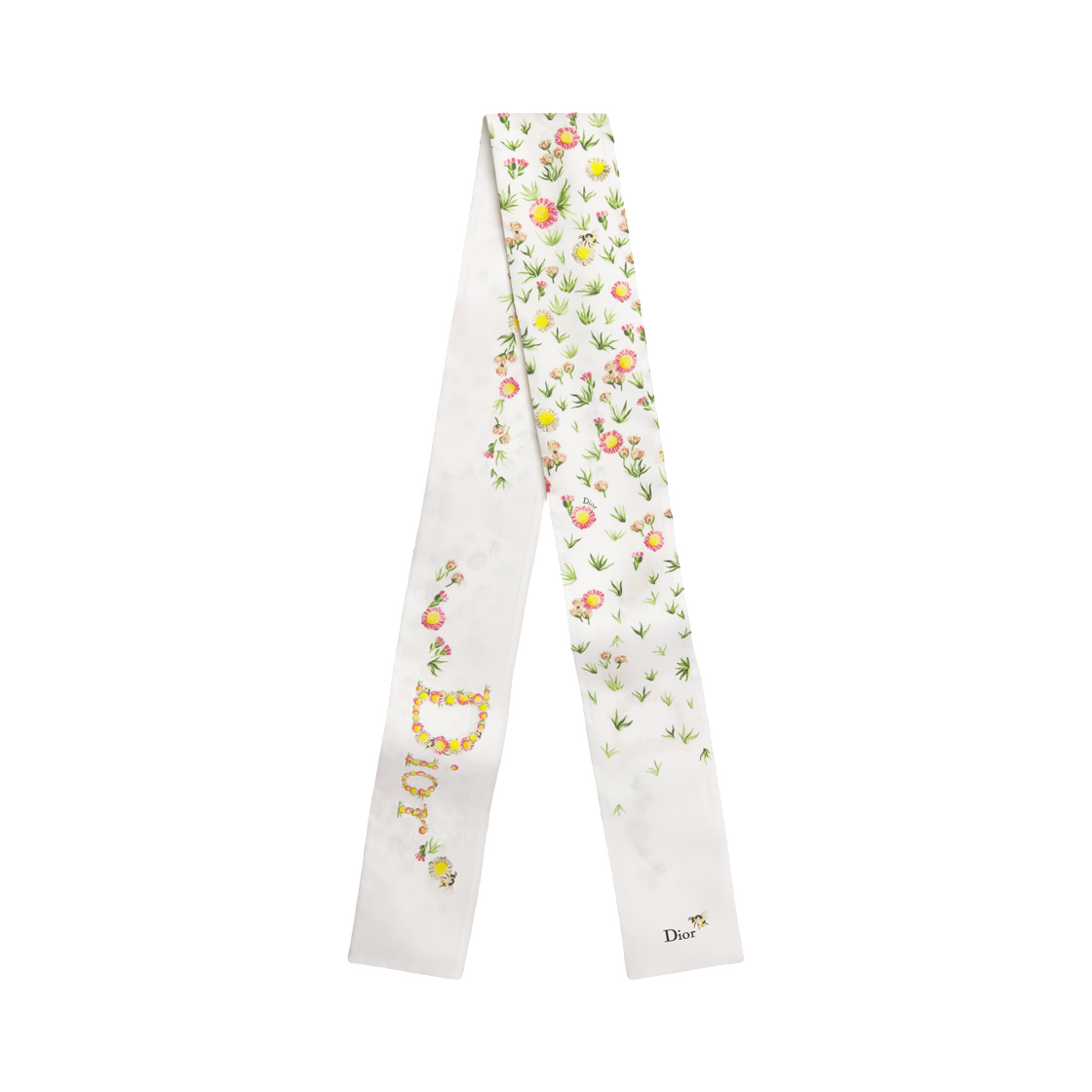 62TM108I6070-C974 (W) Dior Daisy Garden Maxi Mitzah Scarf Silk Twill Ecru Multicolor