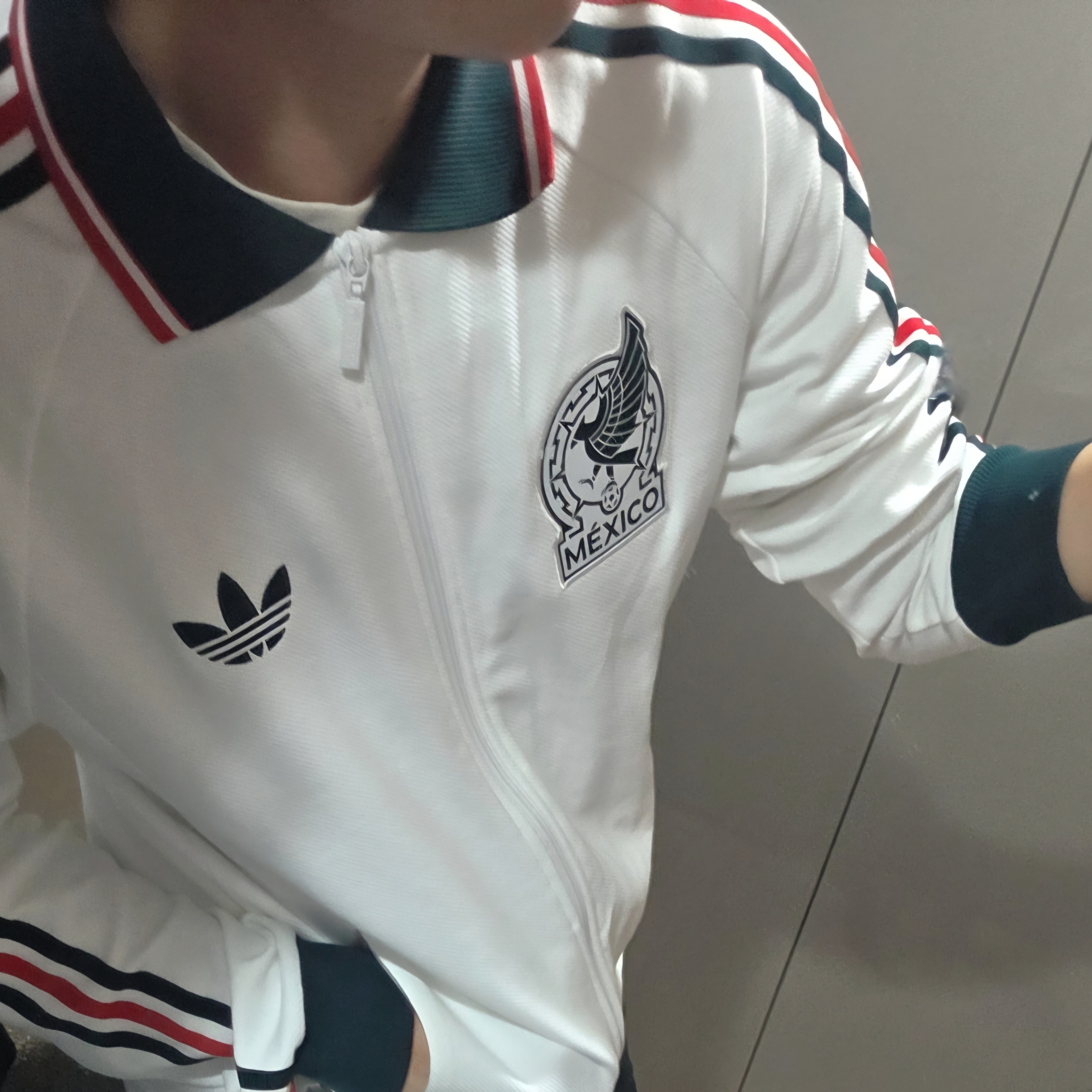 Adidas Mexico Away Anthem Jacket White - KR Sizing (Non Marking Ver.) 착용 스타일