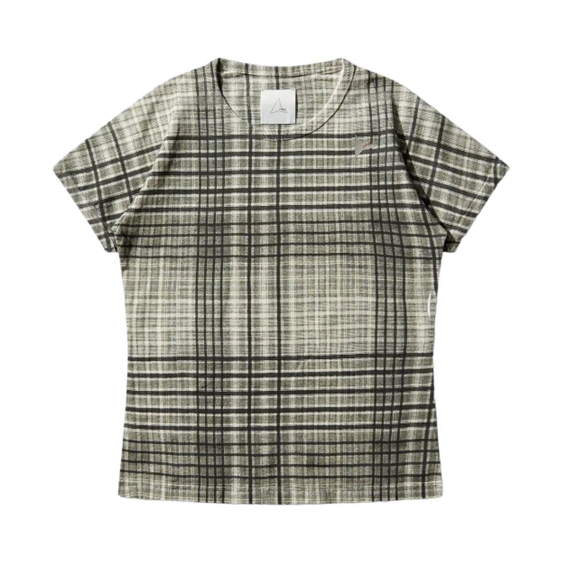 (W) 로아 타바 프린티드 체크 베이비 티셔츠 세이지 그린((W) Roa Taba Printed Check Baby T-Shirt Sage Green) - 1