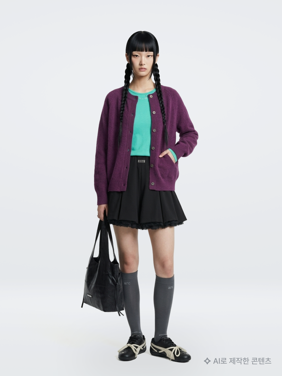 (W) Pleats Please Issey Miyake Mist July Top Dark Blue, sayuu Wool Lounge Maxi Skirt Brown 착용 스타일 - 4