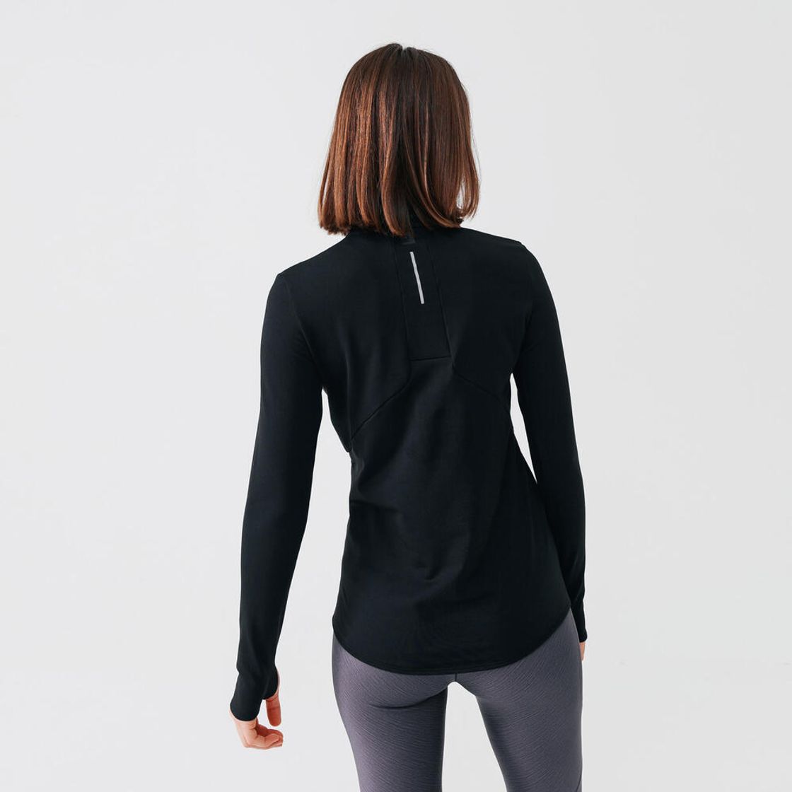 데카트론 여성 하프집 러닝 긴팔 티 런 웜 100 스모크 블랙(DECATHLON Women's Half-Zip Running Long-Sleeved T-Shirt Run Warm 100 Smoked Black) - 2