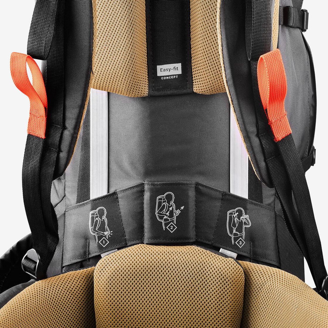 데카트론 남성 백패킹 백팩 50L 이지핏 MT100 카본 그레이(DECATHLON Men's Backpacking Backpack 50L Easyfit MT100 Carbon Grey) - 7