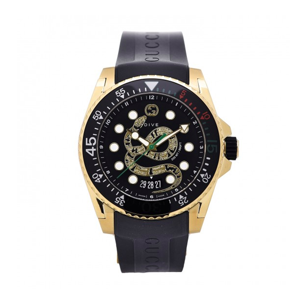 [25% 쿠폰] 구찌 다이브 쿼츠 45mm 러버 블랙 옐로우 골드([25% 쿠폰] Gucci Dive Quartz 45mm Rubber Black Yellow Gold) - 2