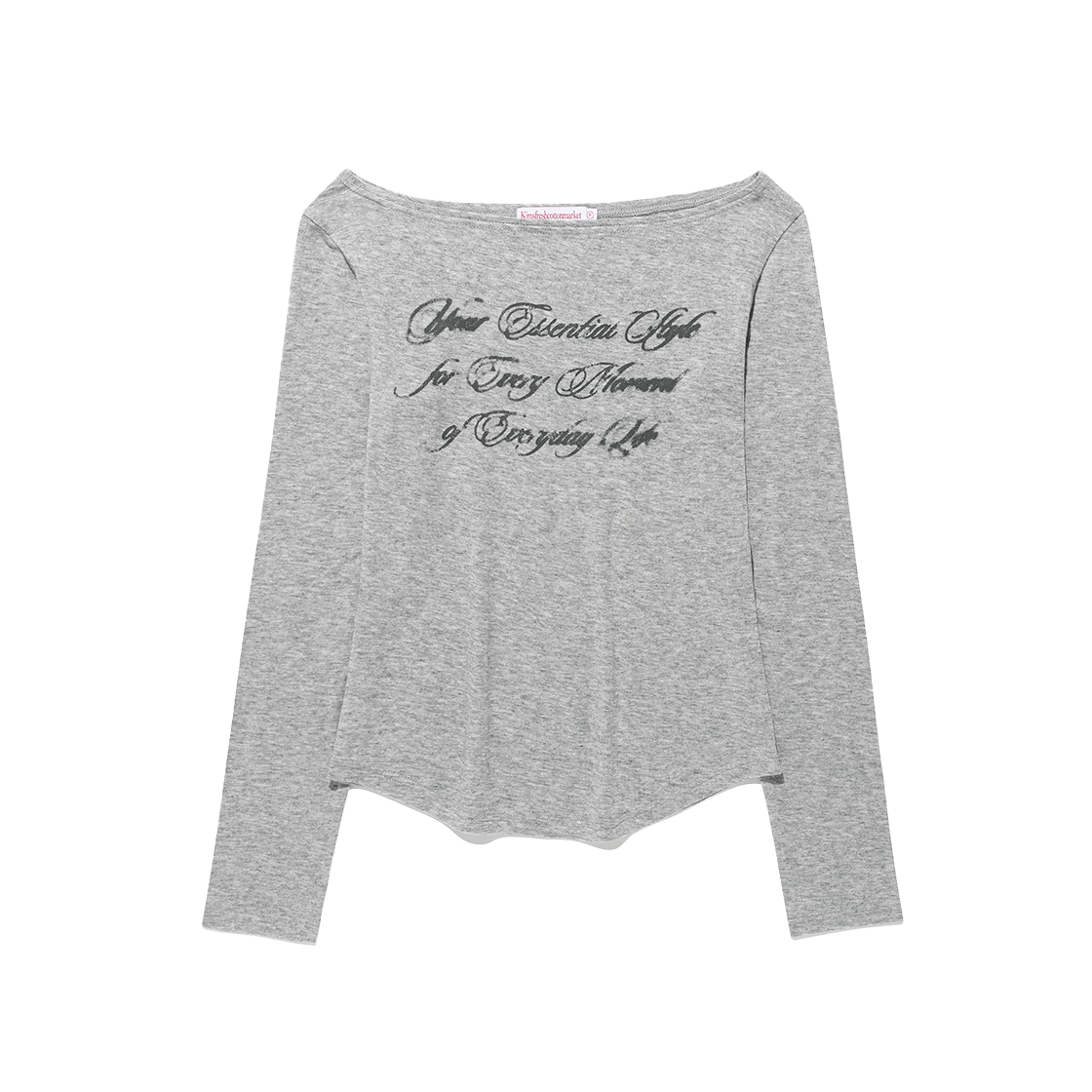 KIB6MFT566AGR Kims Fresh Cotton Market Sheer Wool Tencel LS Tee Grey