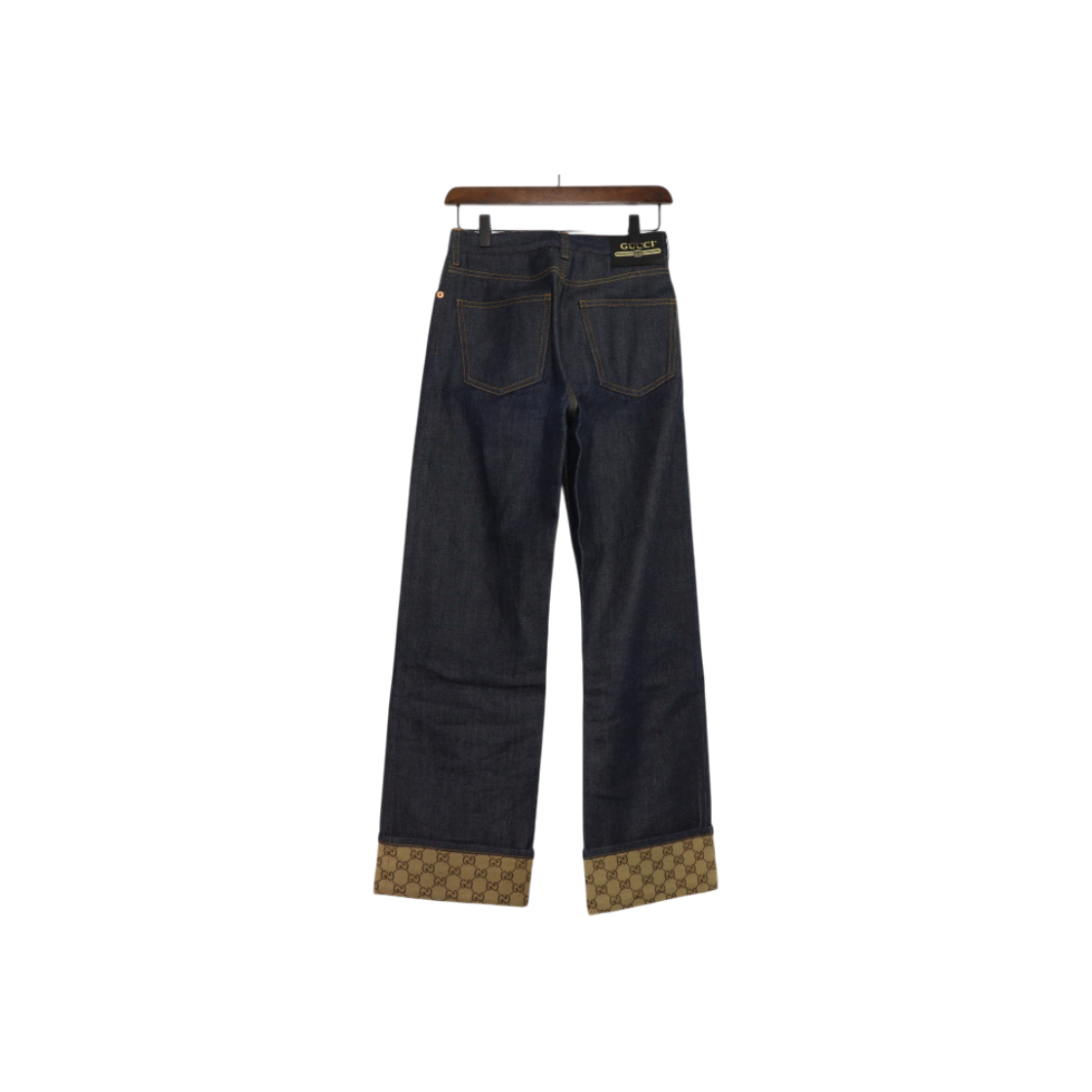 IT2SDWP6AMG3 Gucci GG Logo Cuff Denim Jeans for Women