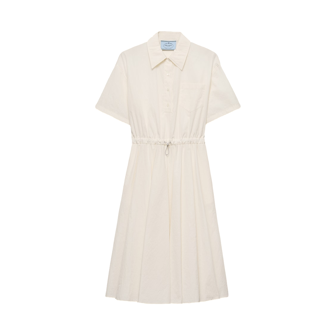 (W) 프라다 숏슬리브 테크니컬 폰지 드레스 아이보리((W) Prada Short-Sleeved Technical Ponge Dress Ivory) - 1