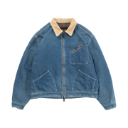 Kapital 11.5 oz. Denim Lining Reversible Virgin Mary Zip Up Work Jacket Indigo