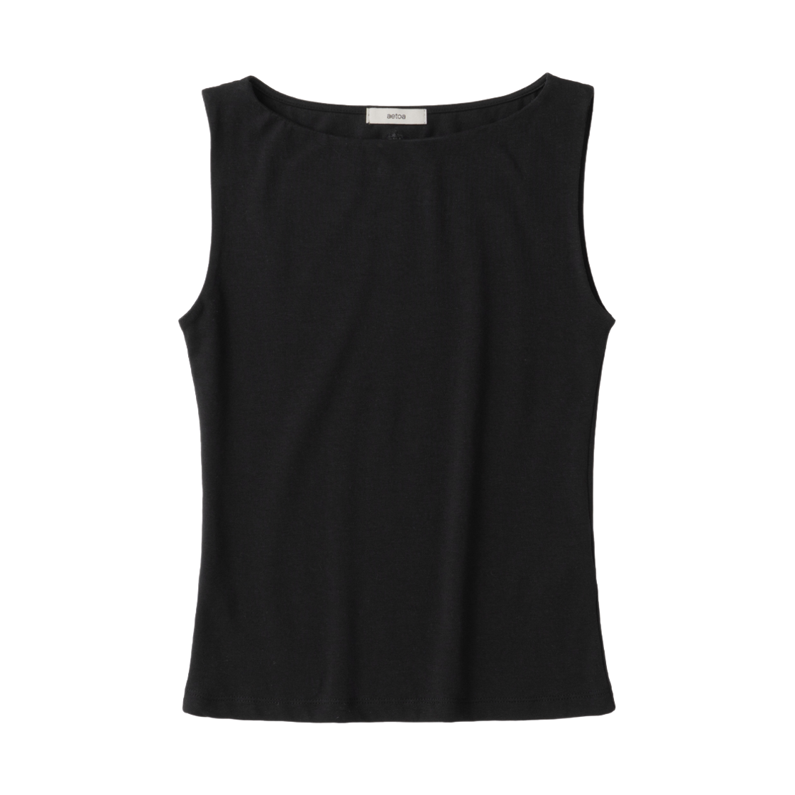 에토아 보트넥 슬리브리스 탑 블랙(aetoa Boat-Neck Sleeveless Top Black)