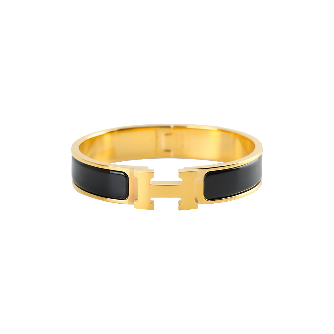 ITHIJ3KF4MLN Hermes Click H Bracelet Black Glossy Gold PM