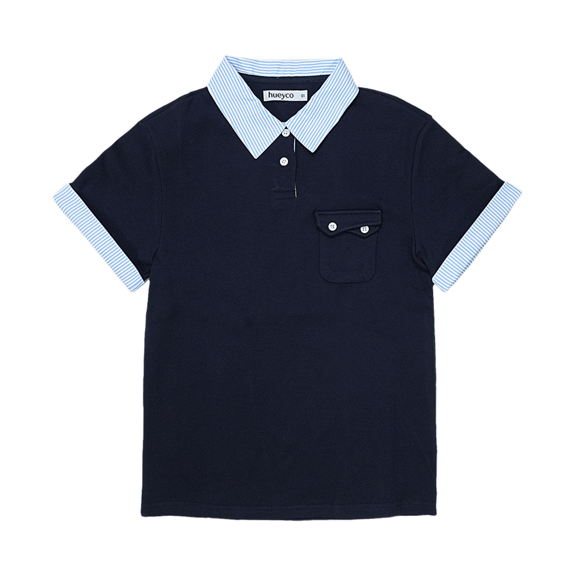 휴이 스트라이프 롤업 폴로 티 네이비(Huey Stripe Rollup Polo Tee Navy)
