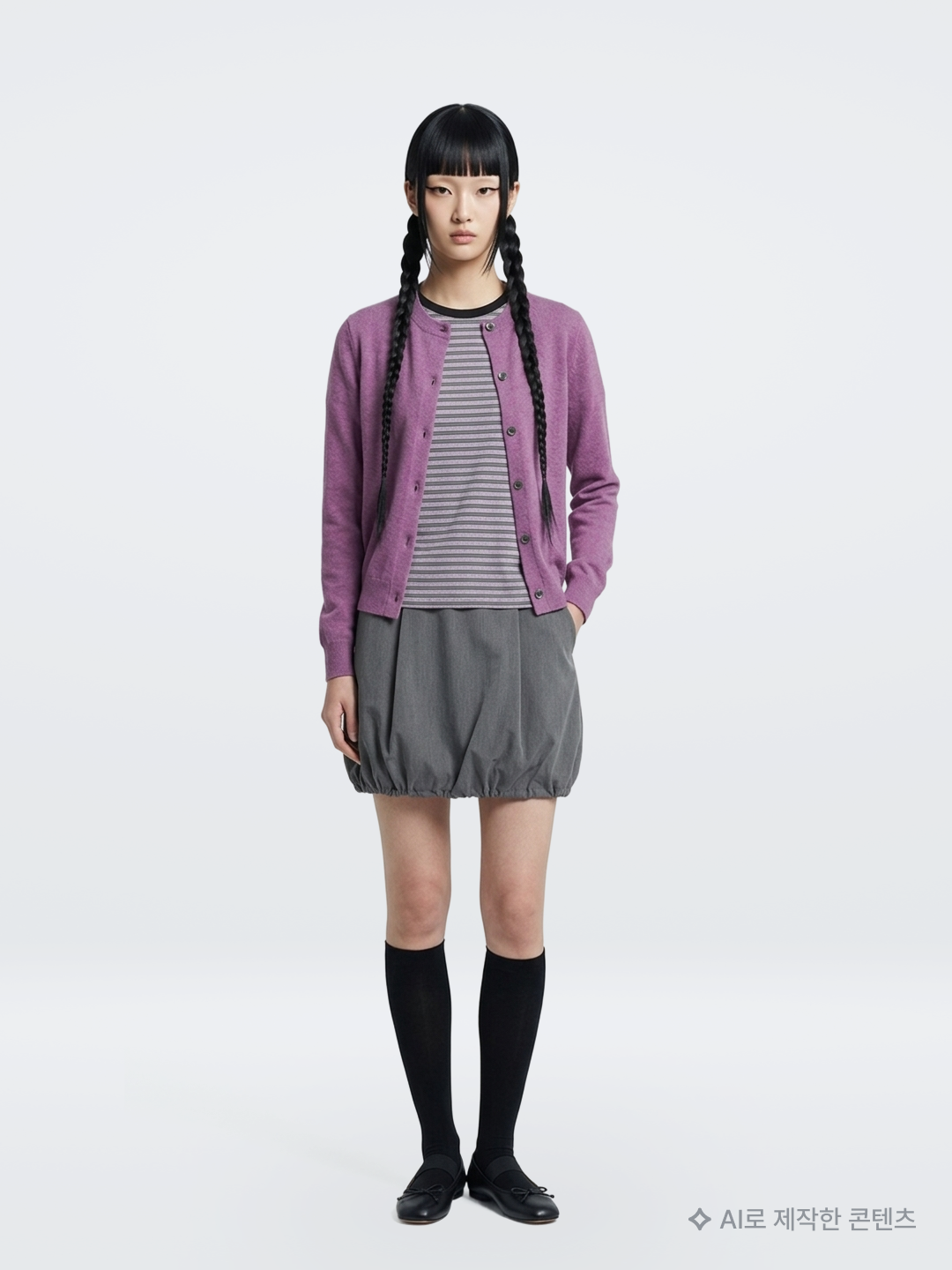 (W) Pleats Please Issey Miyake Mist July Top Dark Blue, sayuu Wool Lounge Maxi Skirt Brown 착용 스타일 - 6