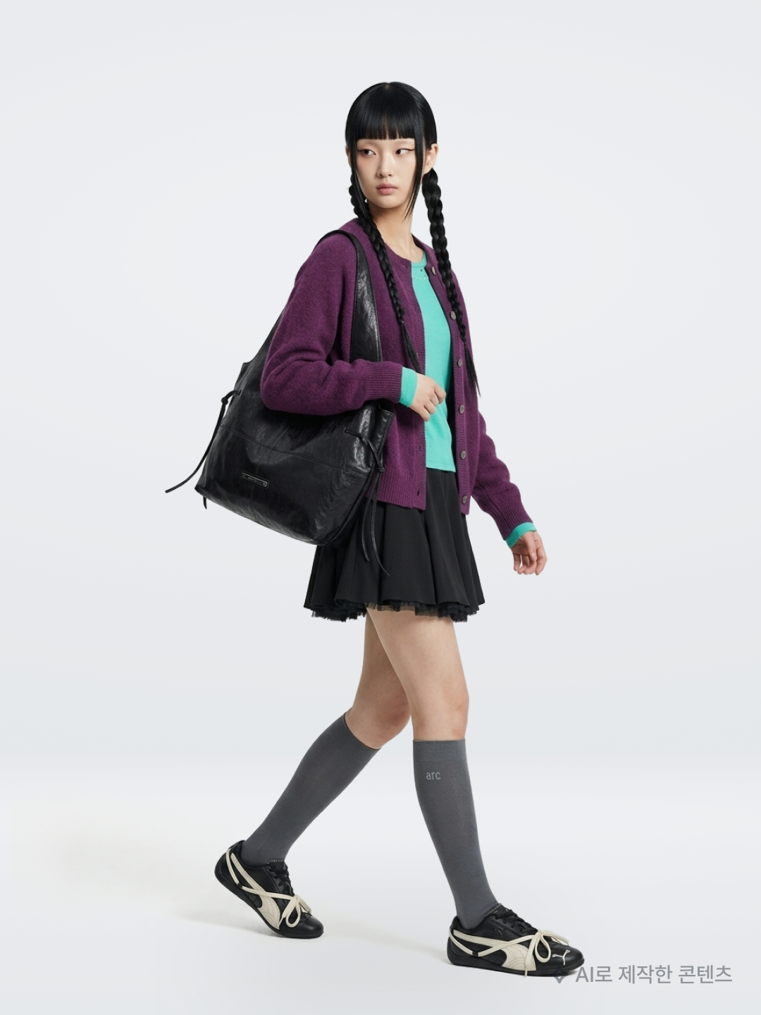 (W) Pleats Please Issey Miyake Mist July Top Dark Blue, sayuu Wool Lounge Maxi Skirt Brown 착용 스타일 - 3