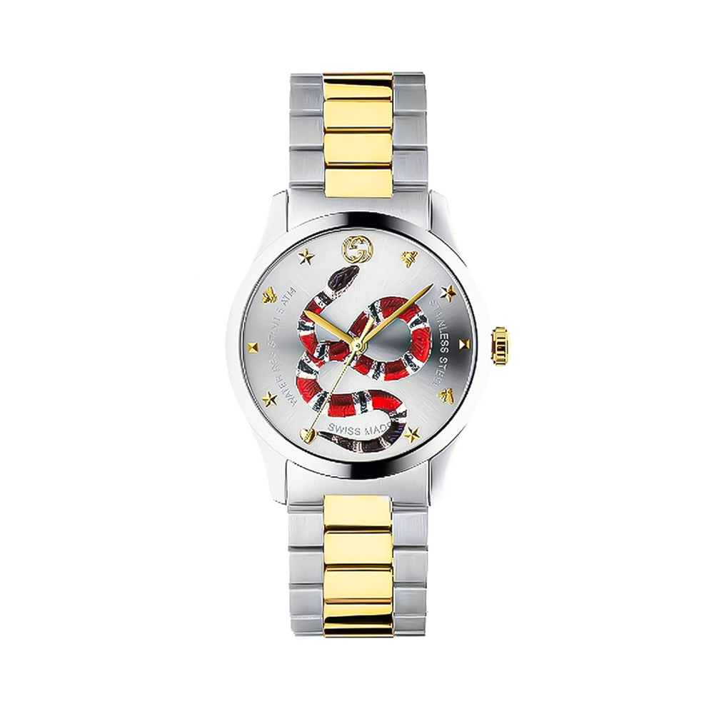[20% 쿠폰] 구찌 G-타임리스 쿼츠 38mm 스테인리스 스틸 옐로우 골드 PVD 실버([20% 쿠폰] Gucci G-Timeless Quartz 38mm Stainless Steel Yellow Gold PVD Silver) - 2