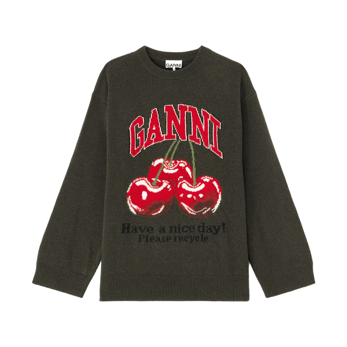 A1070112-861 (W) Ganni Oversized Graphic Jumper Kalamata