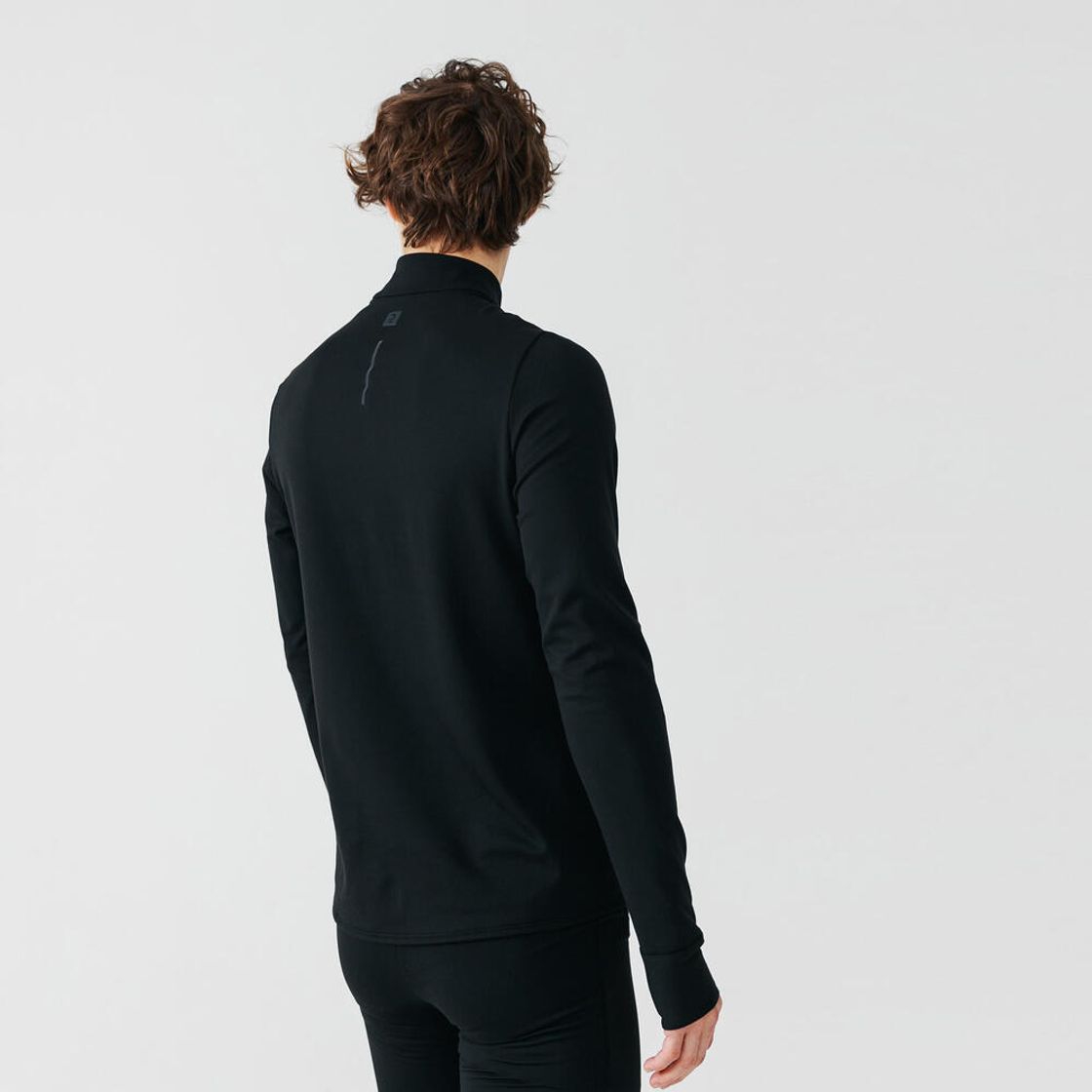 데카트론 남성 하프집 러닝 긴팔 티 런 웜 100 스모크 블랙(DECATHLON Men's Half-Zip Running Long-Sleeved T-Shirt Run Warm 100 Smoke Black) - 2