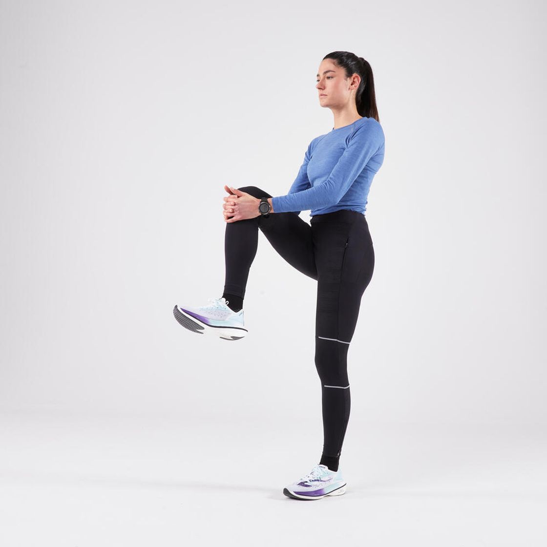 데카트론 여성 러닝 레인 레깅스 런 레인 900 스모크 블랙(DECATHLON Women's Running Rain Leggings Run Rain 900 Smoked Black) - 2