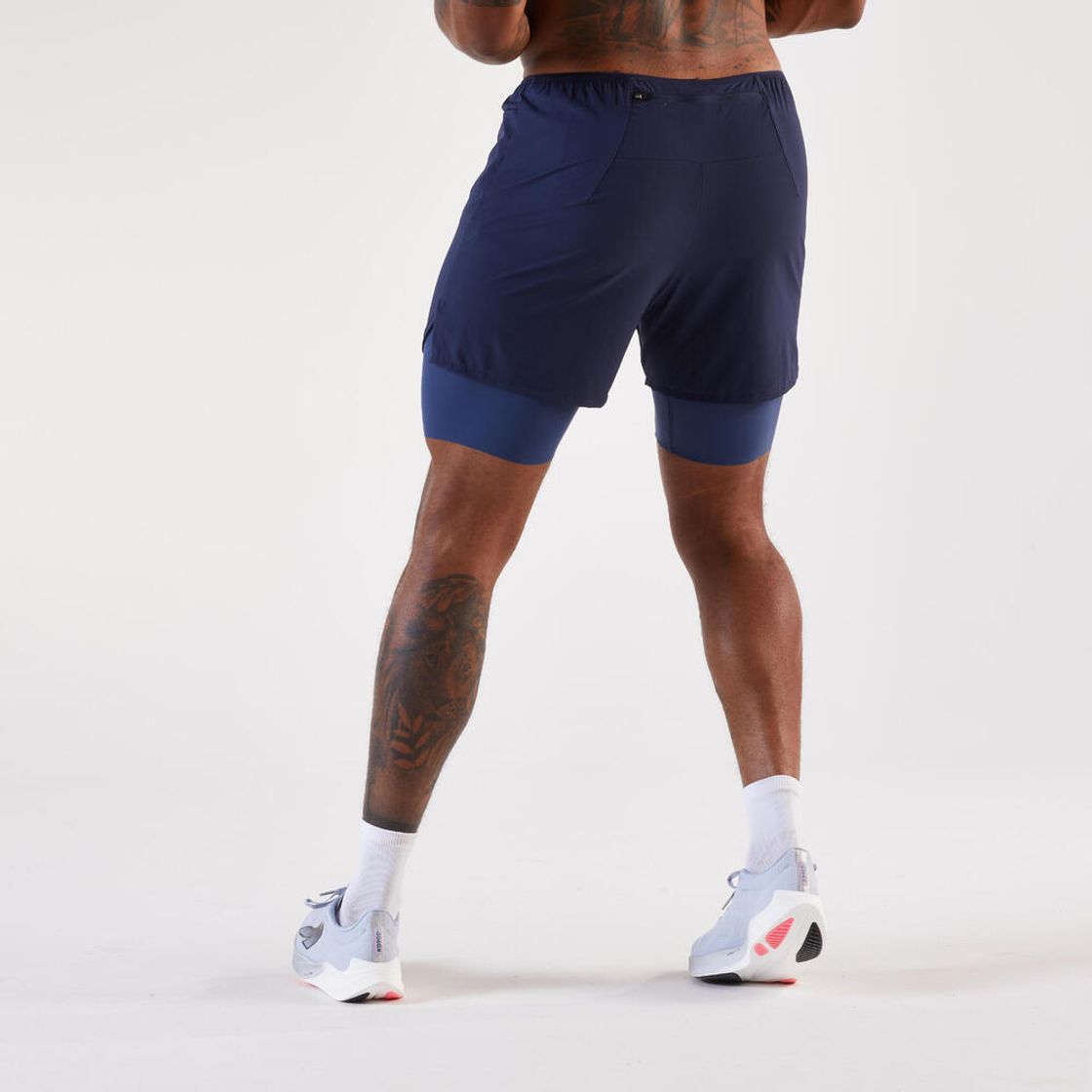 데카트론 남성 5인치 러닝 투인원 쇼츠 런 500 스틸 블루(DECATHLON Men's 5" Running 2-in-1 Shorts Run 500 Steel Blue) - 2
