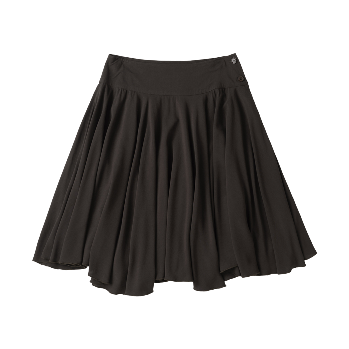에토아 사이드 버튼 러플 스커트 브라운(aetoa Side-Button Ruffle Skirt Brown)