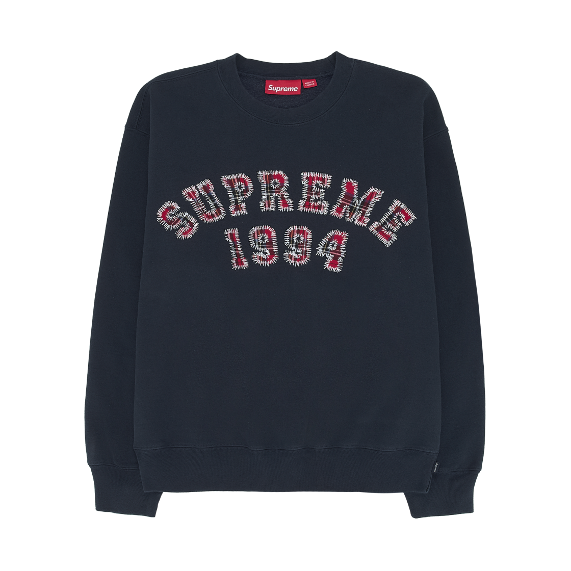 슈프림 플레이드 아크 크루넥 네이비 - 26SS