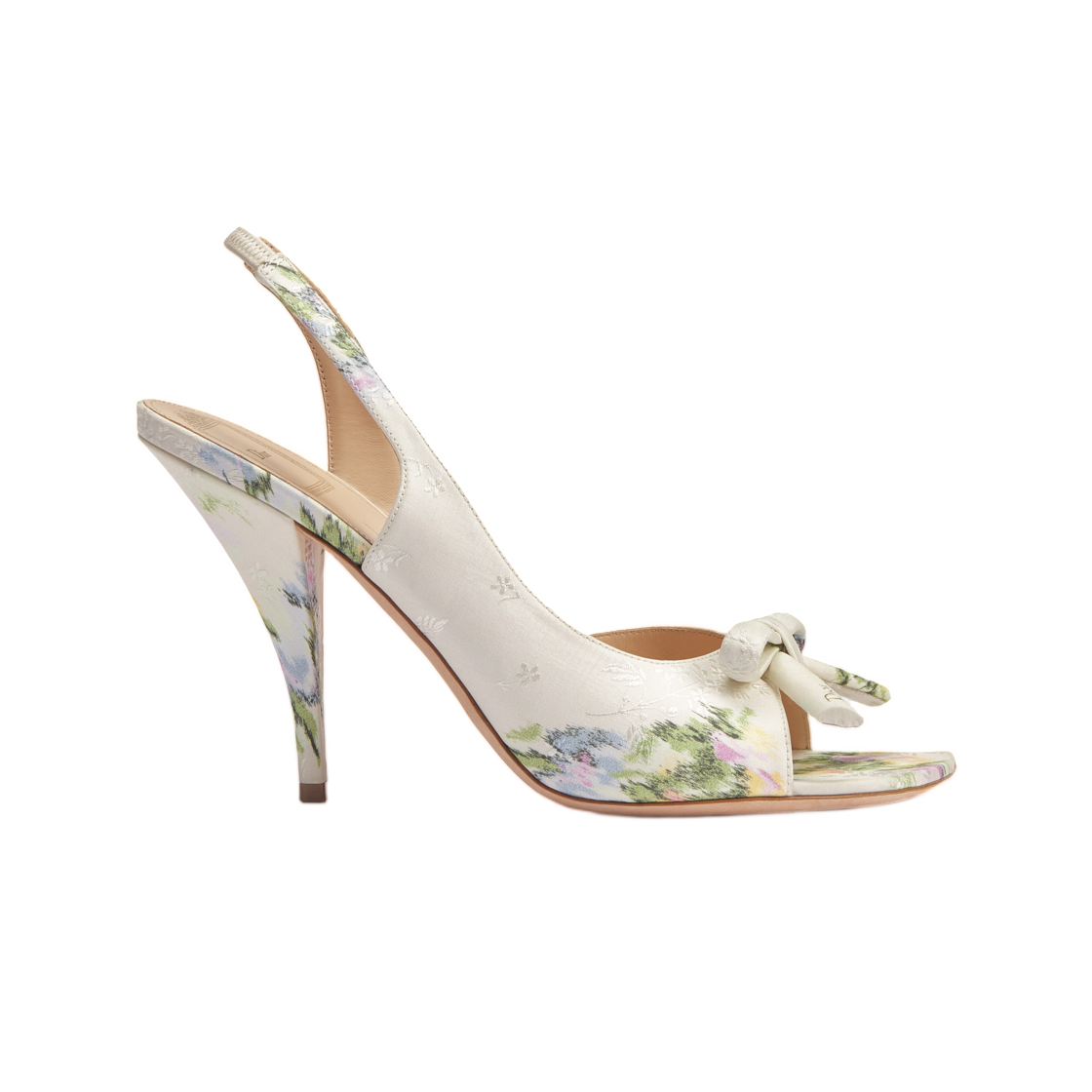 (W) 디올 보우 힐 슬링백 샌들 디올 시크릿 가든 자카드 멀티컬러((W) Dior Bow Heeled Slingback Sandal Dior Secret Garden Jacquard Multicolor)