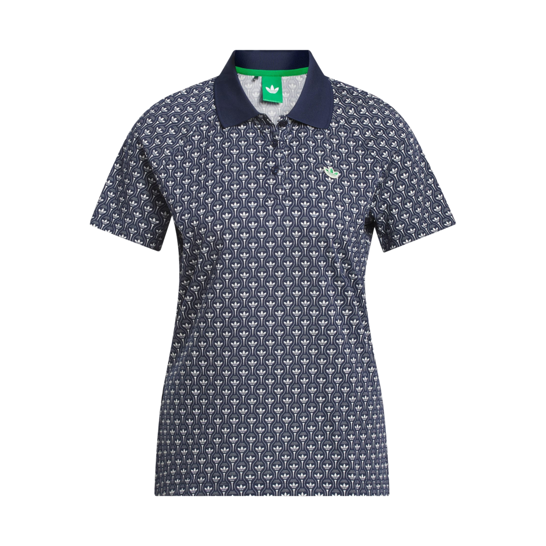 KE7774 (W) Adidas Originals All Over Trefoil Polo Shirt Night Indigo Chalk White - KR Sizing