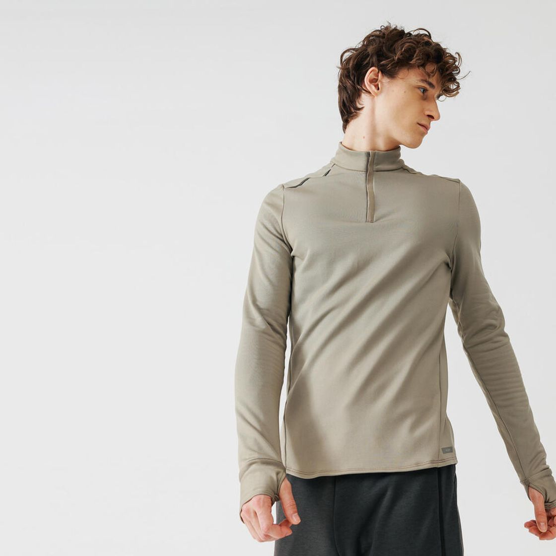 데카트론 남성 하프집 러닝 긴팔 티 런 웜 100 애쉬 베이지(DECATHLON Men's Half-Zip Running Long-Sleeved T-Shirt Run Warm 100 Ash Beige) - 2