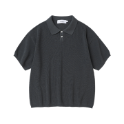 Knitted Coolever Crop Half Knit T-shirt Charcoal