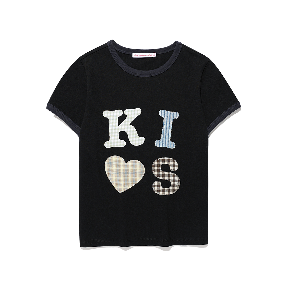KIB6MFT510CBK Kims Fresh Cotton Market Kiss Mar App Logo Tee Black