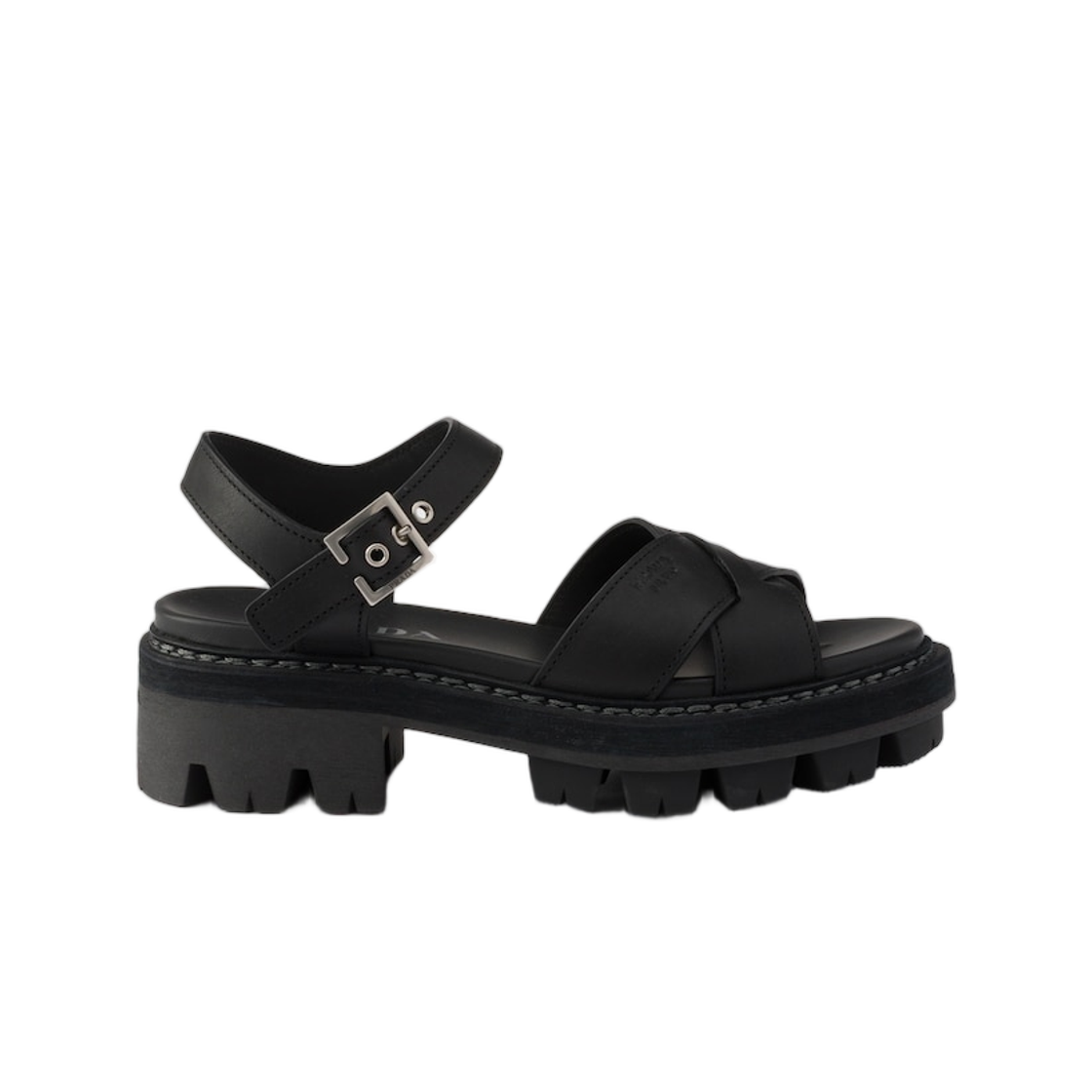 1X498O-070-F0002 (W) Prada Leather Sandals Black