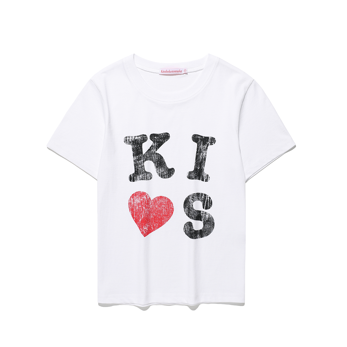 KIB6MFT510AWH Kims Fresh Cotton Market Kiss Mar Logo Tee White