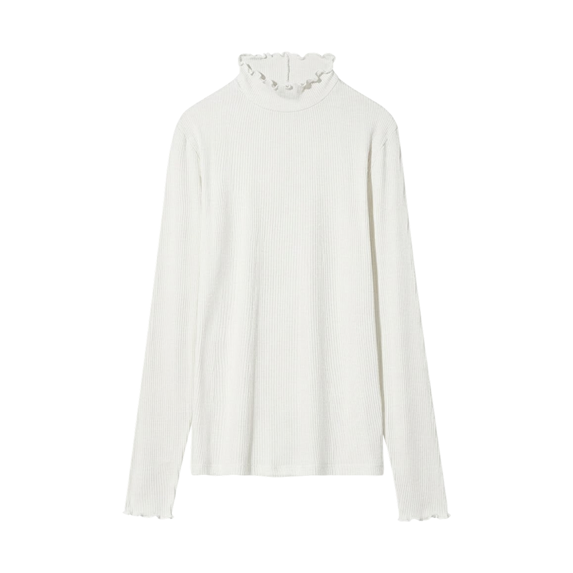 480581-00 (W) Uniqlo x Princess Tam Tam Ultra Warm Heattech Cashmere Blend Rib High Neck T-Shirt White